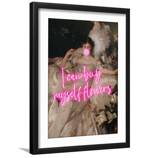 Feminist Altered Wall Art Print, Altered Art,Neon Print, Framed Art Prints White Border Wall Decor