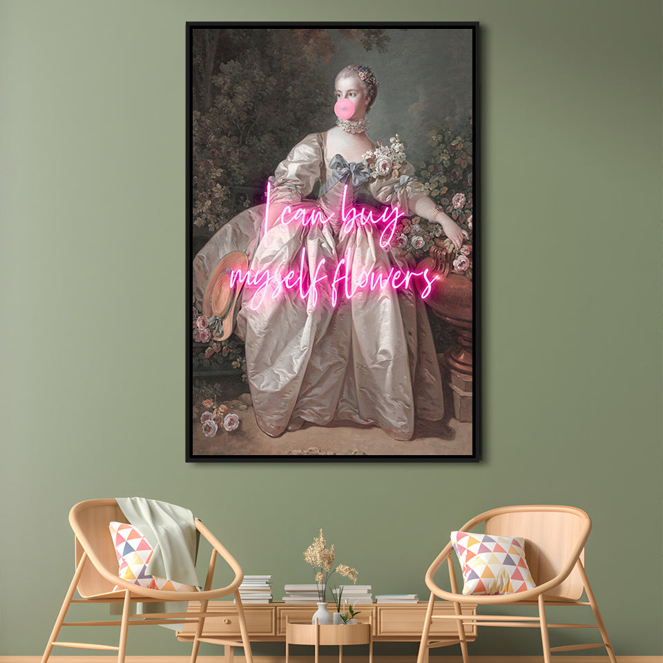 Feminist Print, Altered Art, Bedroom Print, Pink Print, Wall Art, Framed Canvas Prints Wall Art