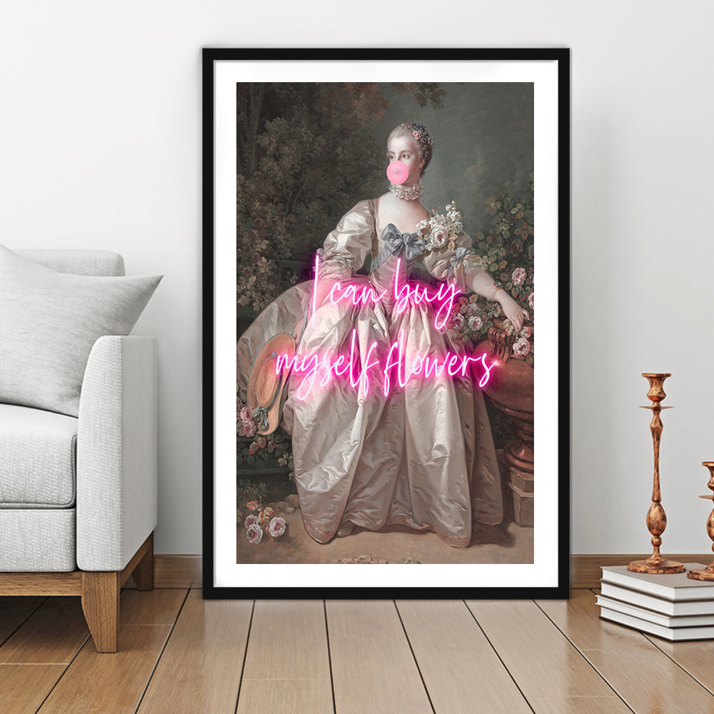 Feminist Print, Altered Art, Bedroom Print, Pink Print, Wall Art, Framed Art Prints White Border Wall Decor