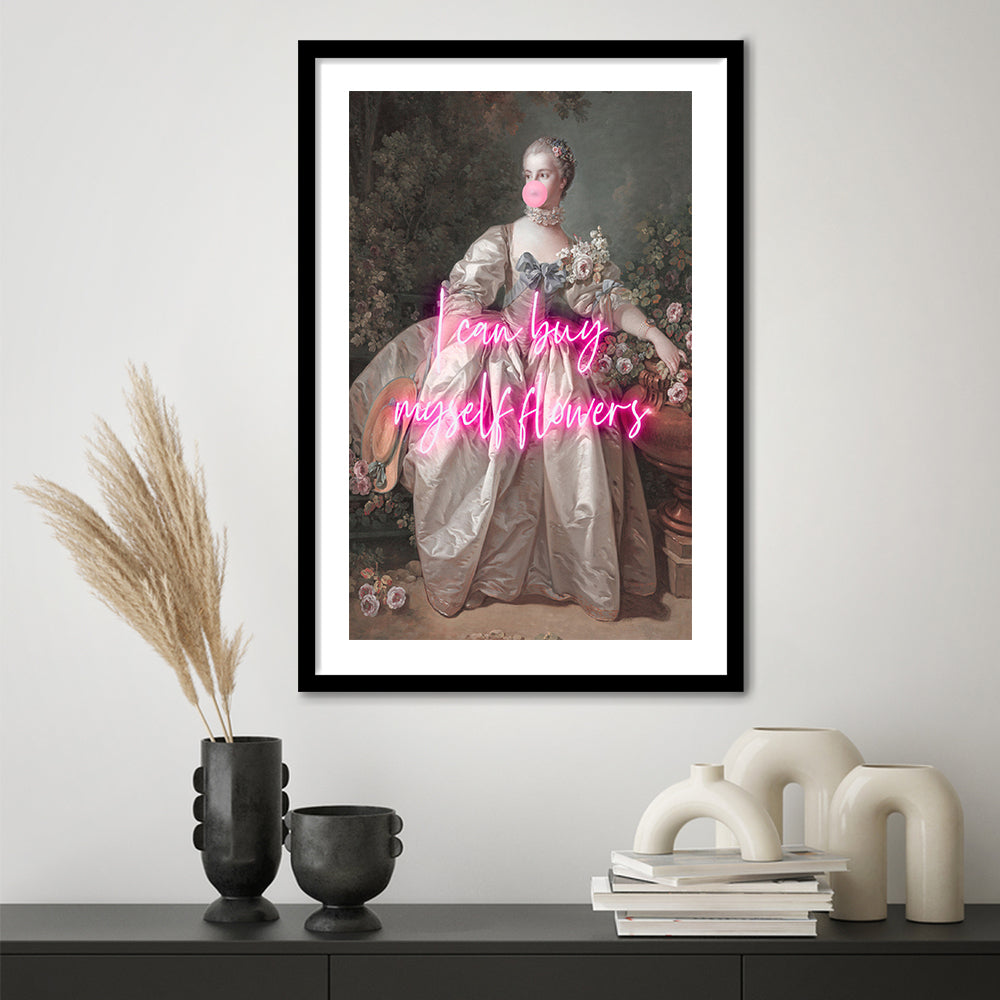 Feminist Print, Altered Art, Bedroom Print, Pink Print, Wall Art, Framed Art Prints White Border Wall Decor