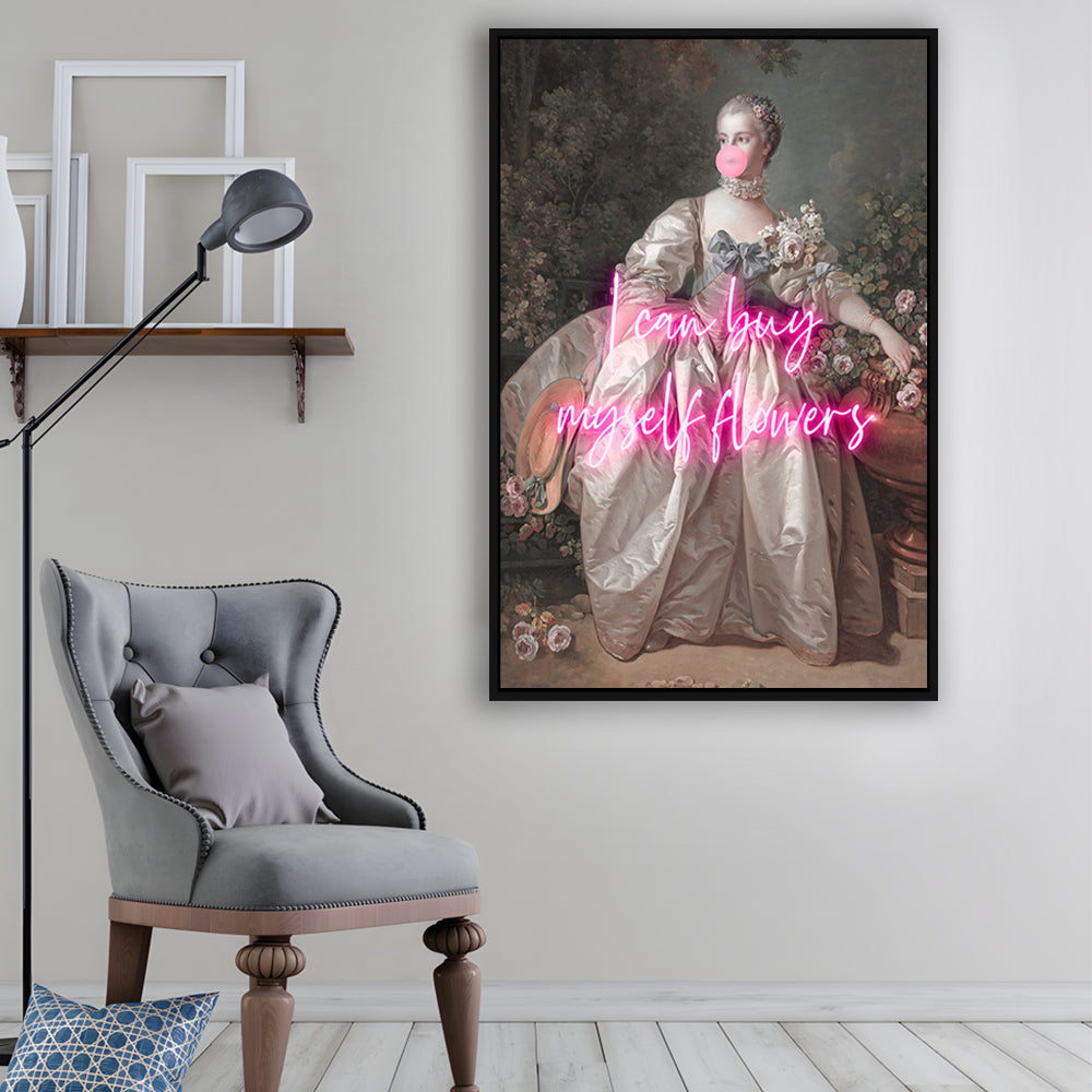 Feminist Print, Altered Art, Bedroom Print, Pink Print, Wall Art, Framed Canvas Prints Wall Art