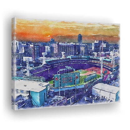 Fenway Park Painting Canvas, Boston Watercolor, Sport Art, Gifts for him, Canvas Print Wall Art