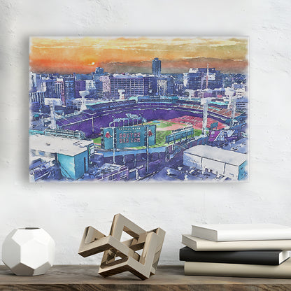 Fenway Park Painting Canvas, Boston Watercolor, Sport Art, Gifts for him, Canvas Print Wall Art