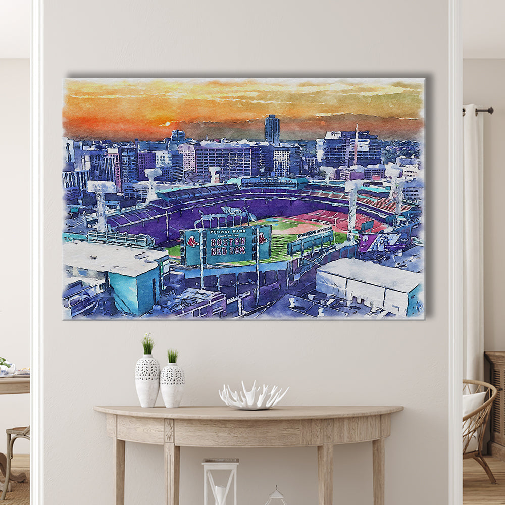 Fenway Park Painting Canvas, Boston Watercolor, Sport Art, Gifts for him, Canvas Print Wall Art