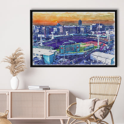 Fenway Park Painting Canvas, Boston Watercolor, Sport Gift Art, Framed Canvas Print Wall Art