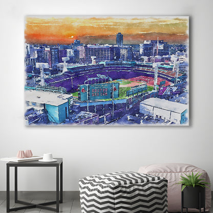 Fenway Park Painting Canvas, Boston Watercolor, Sport Art, Gifts for him, Canvas Print Wall Art