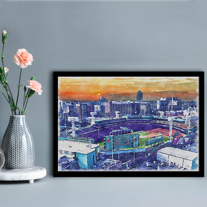 Fenway Park Painting Canvas, Boston Watercolor, Sport Gift Art, Framed Art Print Wall Decor