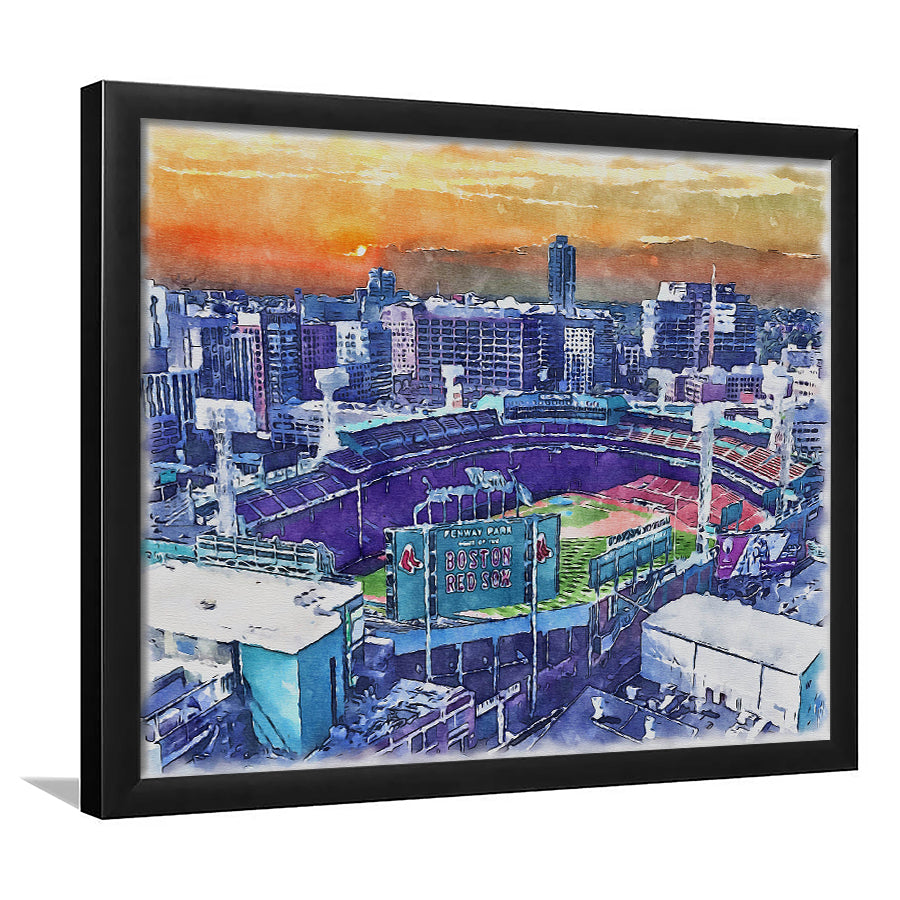 Fenway Park Painting Canvas, Boston Watercolor, Sport Gift Art, Framed Art Print Wall Decor