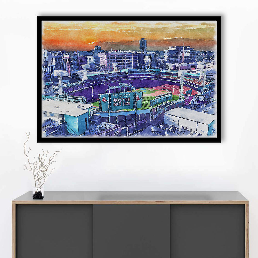 Fenway Park Painting Canvas, Boston Watercolor, Sport Gift Art, Framed Art Print Wall Decor