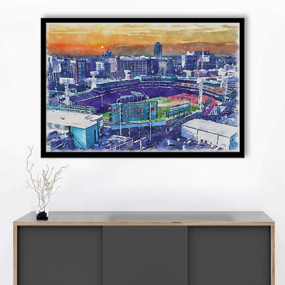 Fenway Park Painting Canvas, Boston Watercolor, Sport Gift Art, Framed Art Print Wall Decor