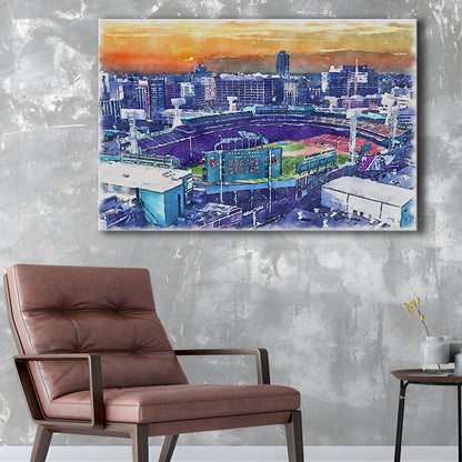 Fenway Park Painting Canvas, Boston Watercolor, Sport Art, Gifts for him, Canvas Print Wall Art