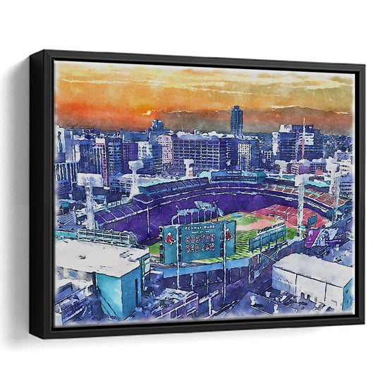 Fenway Park Painting Canvas, Boston Watercolor, Sport Gift Art, Framed Canvas Print Wall Art