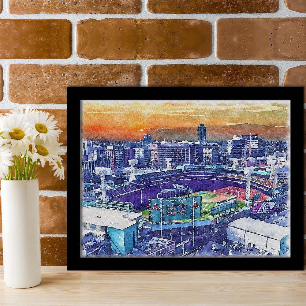 Fenway Park Painting Canvas, Boston Watercolor, Sport Gift Art, Framed Art Print Wall Decor