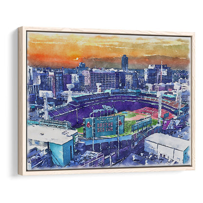 Fenway Park Painting Canvas, Boston Watercolor, Sport Gift Art, Framed Canvas Print Wall Art