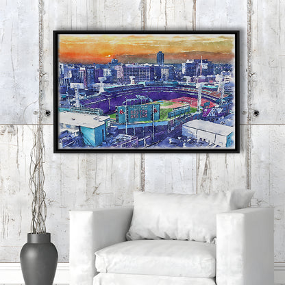 Fenway Park Painting Canvas, Boston Watercolor, Sport Gift Art, Framed Canvas Print Wall Art