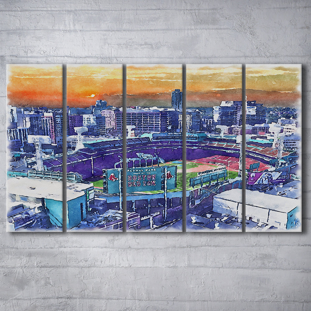 Fenway Park Painting Canvas, Boston Watercolor, Sport Art, Extra Large Canvas Print Wall Art