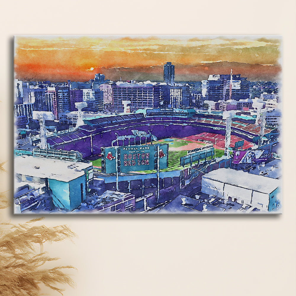 Fenway Park Painting Canvas, Boston Watercolor, Sport Art, Gifts for him, Canvas Print Wall Art