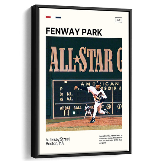 Fenway Park 1999 All Star Game Print,  Stadium Canvas Art, Man Cave Gift, Floating Framed Canvas Print Wall Art