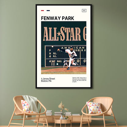Fenway Park 1999 All Star Game Print,  Stadium Canvas Art, Man Cave Gift, Floating Framed Canvas Print Wall Art