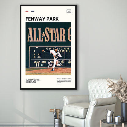 Fenway Park 1999 All Star Game Print,  Stadium Canvas Art, Man Cave Gift, Floating Framed Canvas Print Wall Art