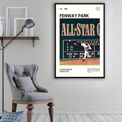 Fenway Park 1999 All Star Game Print,  Stadium Canvas Art, Man Cave Gift, Floating Framed Canvas Print Wall Art