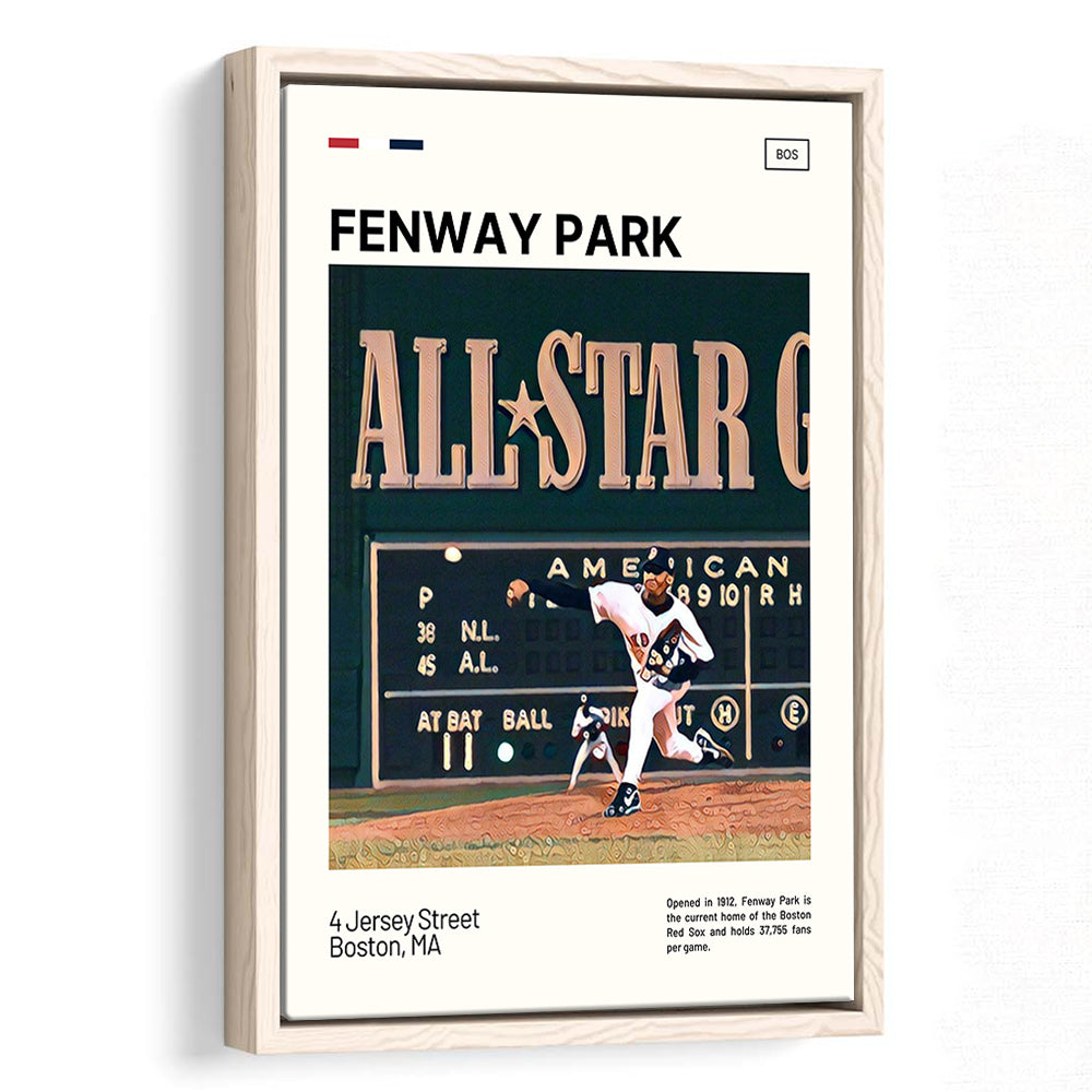 Fenway Park 1999 All Star Game Print,  Stadium Canvas Art, Man Cave Gift, Floating Framed Canvas Print Wall Art