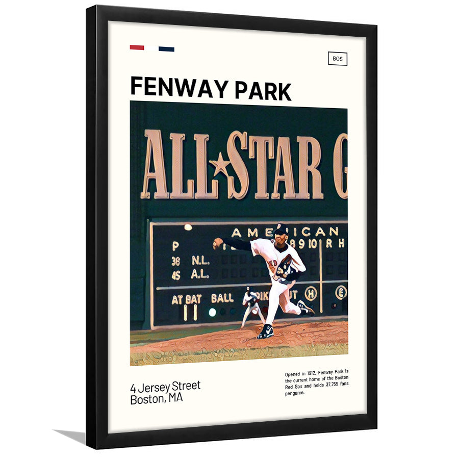 Fenway Park 1999 All Star Game Print,  Stadium Art, Gifts for him, Sport Art, Framed Art Print Wall Decor