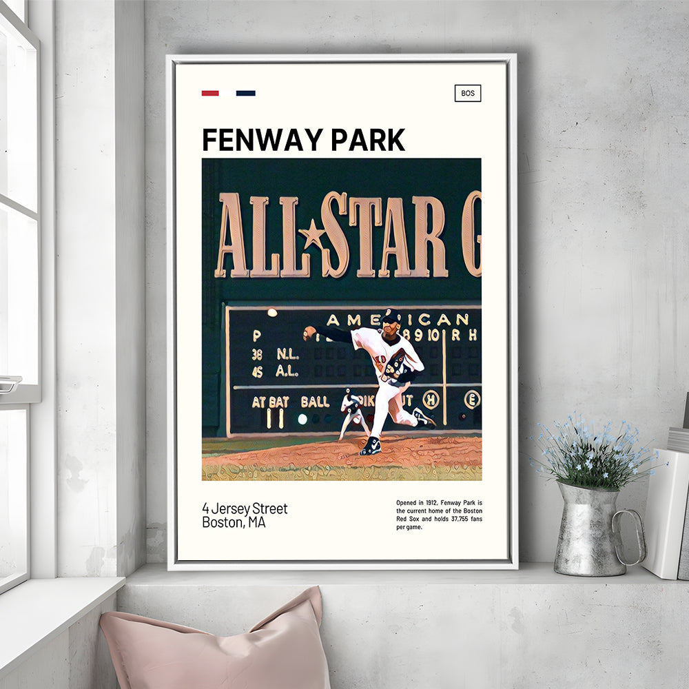 Fenway Park 1999 All Star Game Print,  Stadium Canvas Art, Man Cave Gift, Floating Framed Canvas Print Wall Art