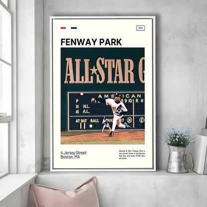 Fenway Park 1999 All Star Game Print,  Stadium Canvas Art, Man Cave Gift, Floating Framed Canvas Print Wall Art
