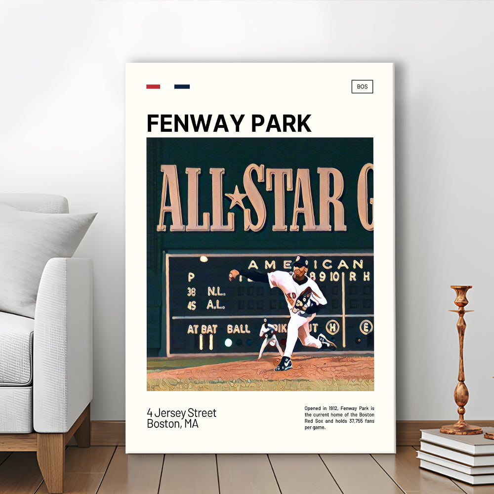 Fenway Park 1999 All Star Game Print,  Stadium Canvas Art, Fan Gifts, Sport Art, Canvas Print Wall Art