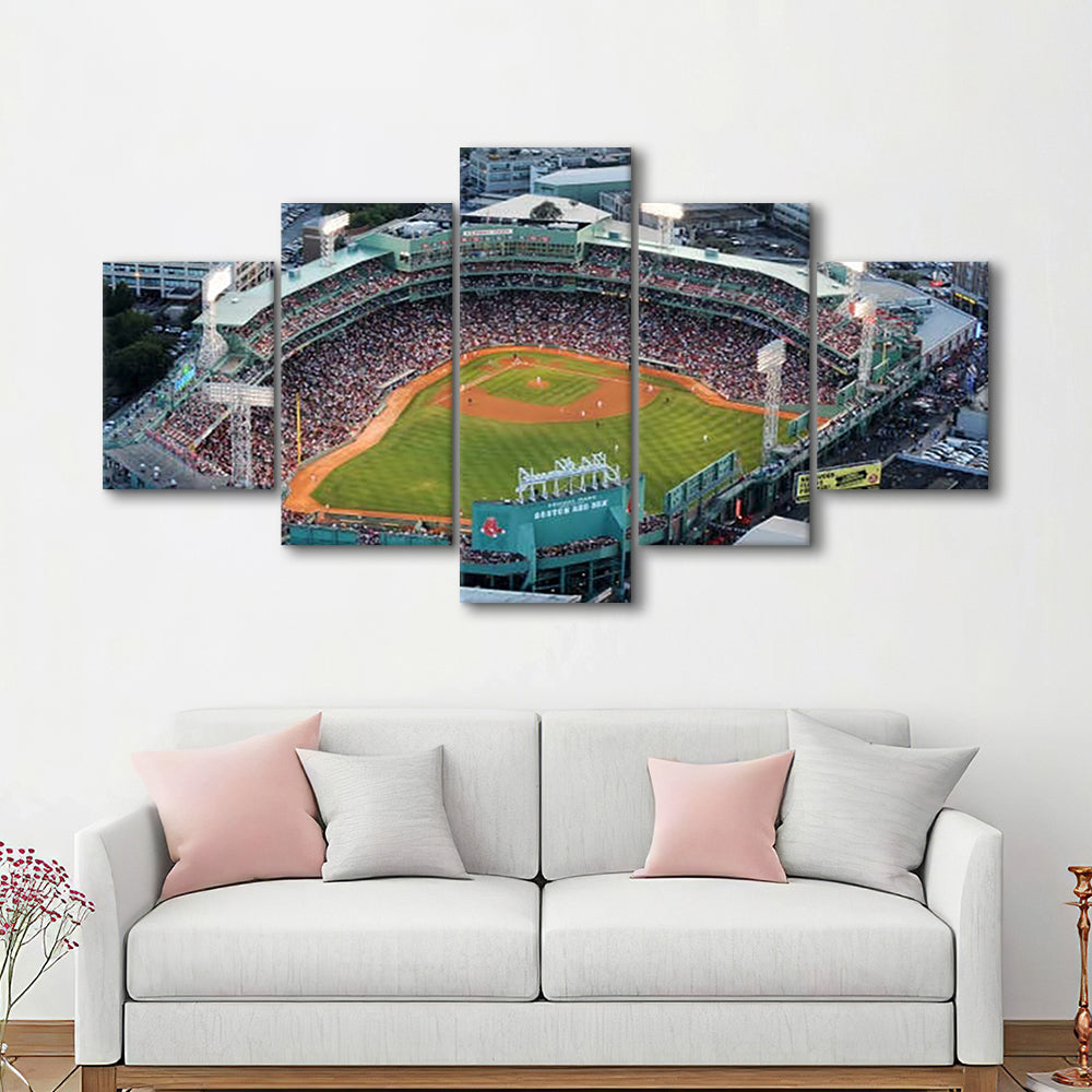 Fenway Park Aerial View, Stadium Canvas, Sport Art, Gift for him, 5 Panel, Large Canvas, Canvas Print Wall Art