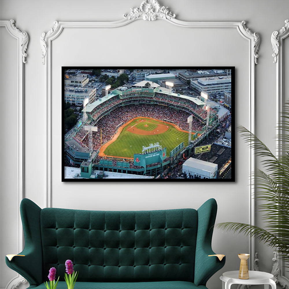 Fenway Park Aerial View, Stadium Canvas, Sport Art, Gift for him, Framed Art Print Wall Decor, Picture Framed