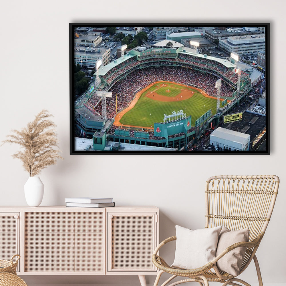 Fenway Park Aerial View, Stadium Canvas, Sport Art, Framed Canvas Print Wall Art, Floating Frame