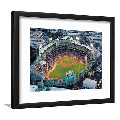 Fenway Park Aerial View, Stadium Canvas, Sport Art, Gift for him, White Border Framed Art Print Wall Decor