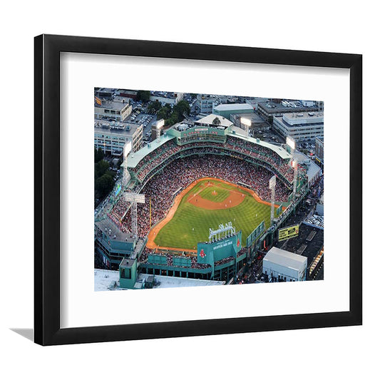 Fenway Park Aerial View, Stadium Canvas, Sport Art, Gift for him, White Border Framed Art Print Wall Decor