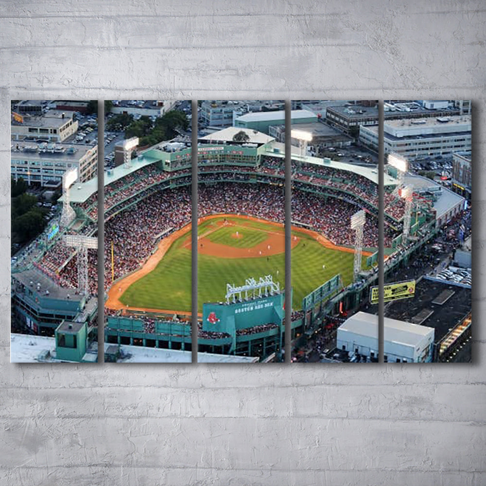 Fenway Park Aerial View, Stadium Canvas, Sport Art, 5 Panel B, Extra Large Canvas, Canvas Print Wall Art