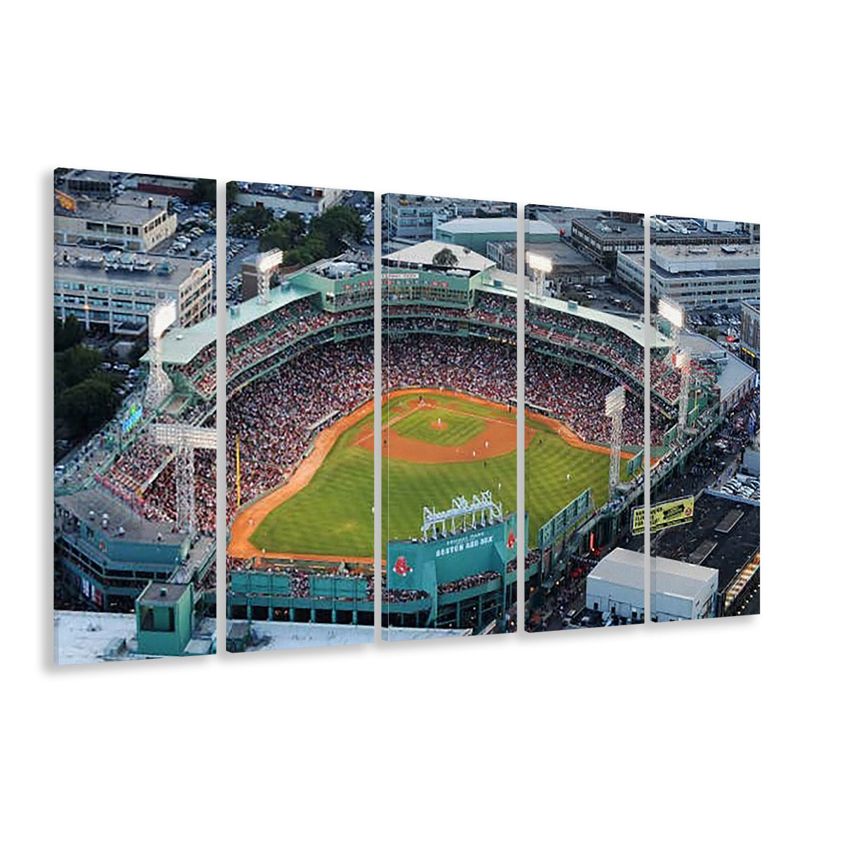 Fenway Park Aerial View, Stadium Canvas, Sport Art, 5 Panel B, Extra Large Canvas, Canvas Print Wall Art