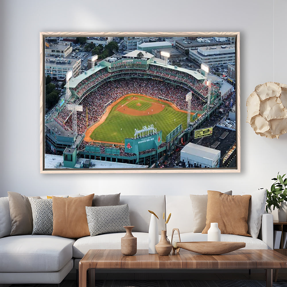 Fenway Park Aerial View, Stadium Canvas, Sport Art, Framed Canvas Print Wall Art, Floating Frame