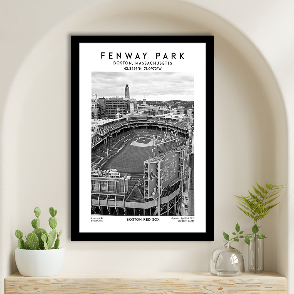 Fenway Park Stadium Black And White,Boston Baseball Stadium Wall Art Print, Framed Art Prints Wall Decor