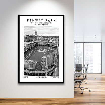 Fenway Park Stadium Black And White,Boston Baseball Stadium Wall Art Print, Framed Art Prints Wall Decor