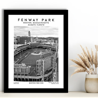 Fenway Park Stadium Black And White,Boston Baseball Stadium Wall Art Print, Framed Art Prints Wall Decor