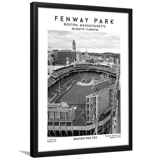 Fenway Park Stadium Black And White,Boston Baseball Stadium Wall Art Print, Framed Art Prints Wall Decor