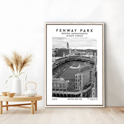 Fenway Park Stadium Black And White,Boston Baseball Stadium Wall Art Print, Framed Canvas Prints Wall Art