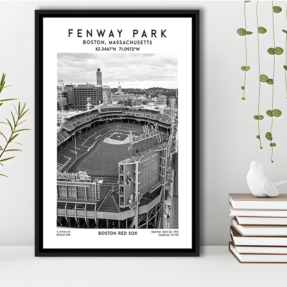 Fenway Park Stadium Black And White,Boston Baseball Stadium Wall Art Print, Framed Canvas Prints Wall Art