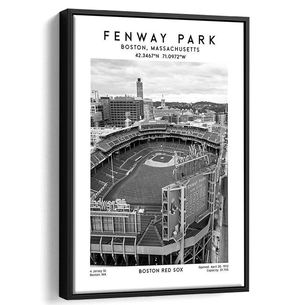 Fenway Park Stadium Black And White,Boston Baseball Stadium Wall Art Print, Framed Canvas Prints Wall Art
