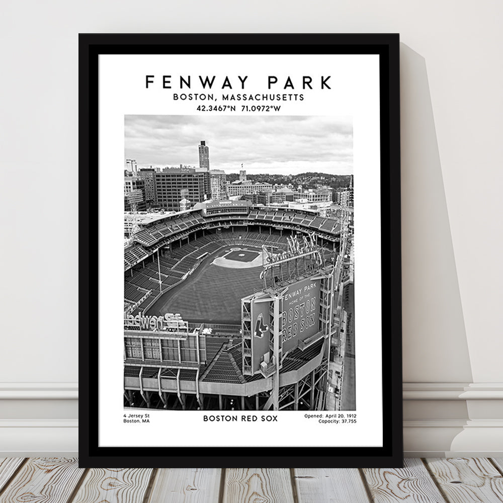 Fenway Park Stadium Black And White,Boston Baseball Stadium Wall Art Print, Framed Canvas Prints Wall Art