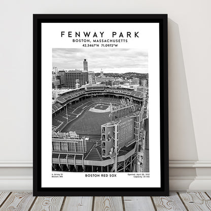 Fenway Park Stadium Black And White,Boston Baseball Stadium Wall Art Print, Framed Canvas Prints Wall Art