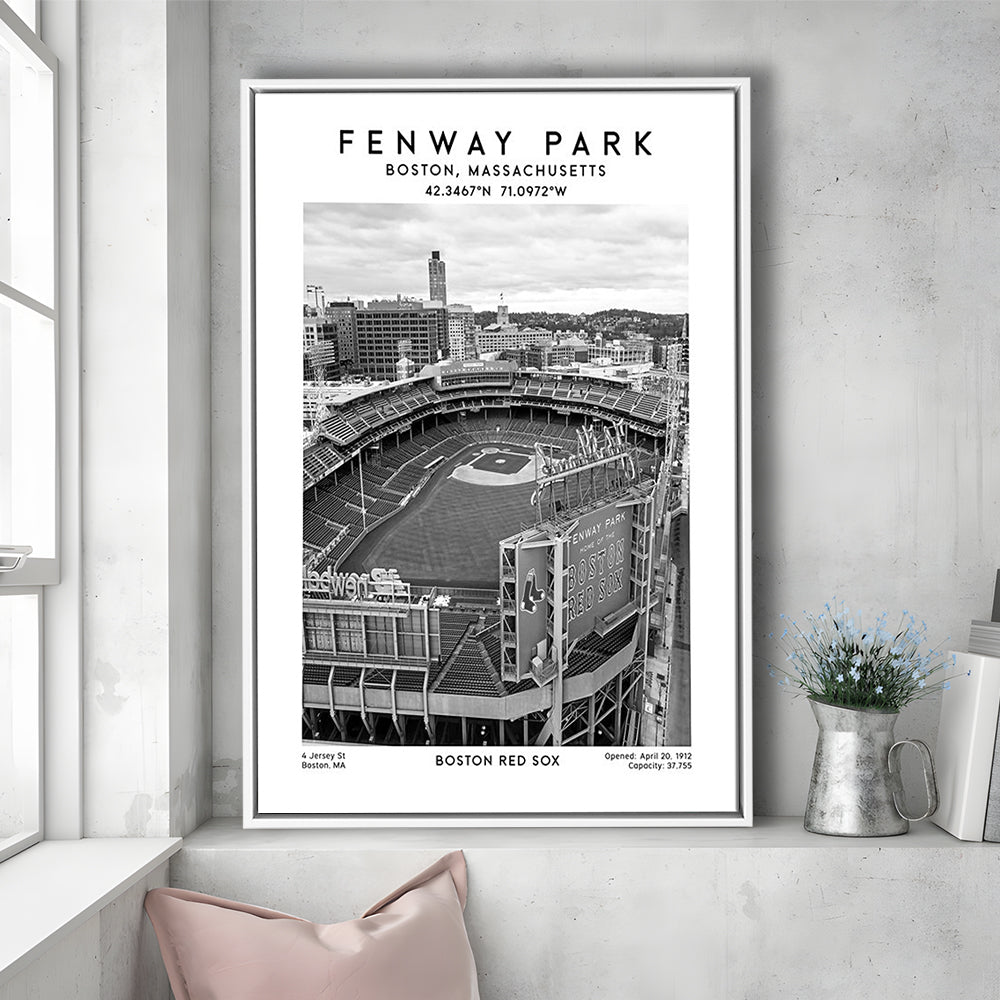 Fenway Park Stadium Black And White,Boston Baseball Stadium Wall Art Print, Framed Canvas Prints Wall Art