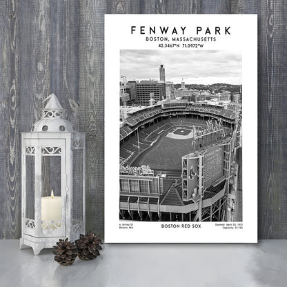 Fenway Park Stadium Black And White,Boston Baseball Stadium Wall Art Print, Canvas Prints Wall Art, Man Cave Decor