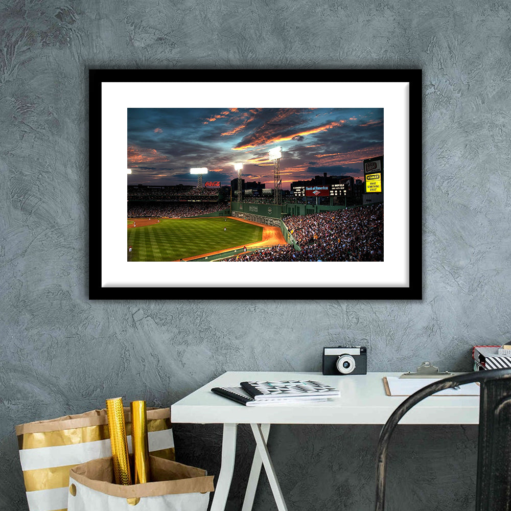 Fenway Park Boston Massachusetts, Stadium Canvas, Sport Art, Gift for him, White Border Framed Art Print Wall Decor